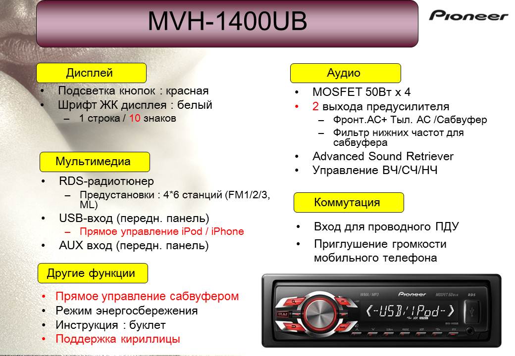 Pioneer deh 1400ub схема подключения